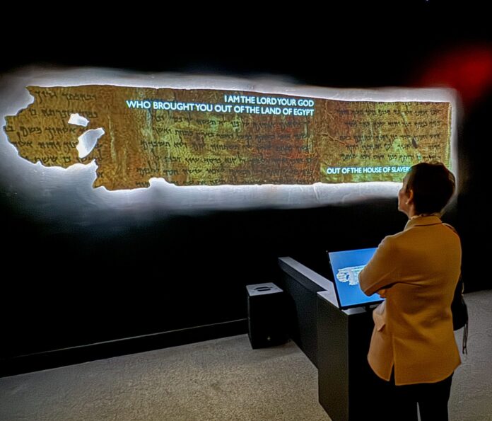 Ancient fragment of Ten Commandments scroll on display at Reagan Library in California
