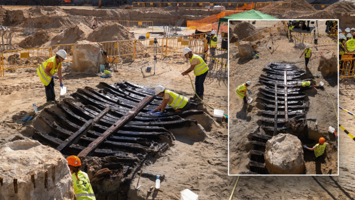 Spanish archaeologists uncover centuries-old wooden ship beneath city of Barcelona