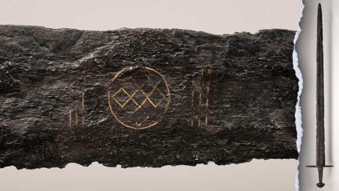 Medieval sword with rare symbols discovered by Dutch workers on Medieval sword with rare symbols discovered by Dutch workers on display