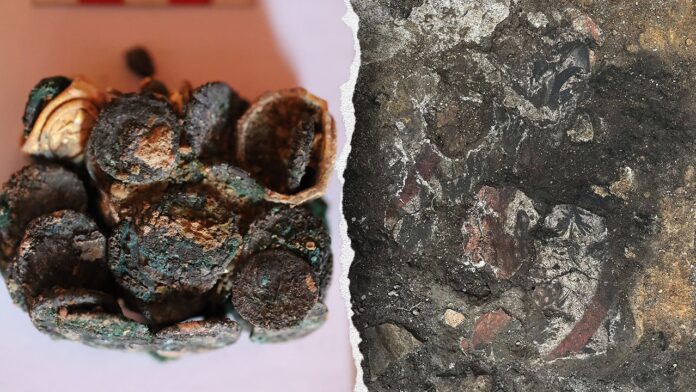 Elite Roman family's buried coins and ancient ornaments found in Romania
