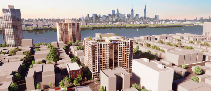 City skyline with modern buildings