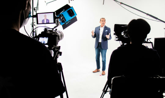 Filming a presentation in studio