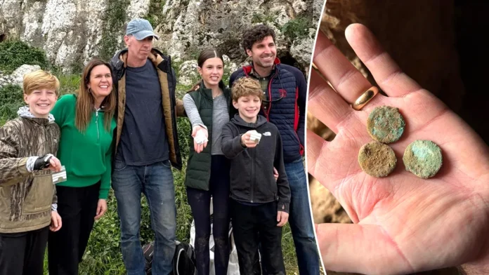 Sarah Huckabee Sanders' children find 2,000-year-old coins in West Bank Sarah Huckabee Sanders' children find 2,000-year-old coins in West Bank