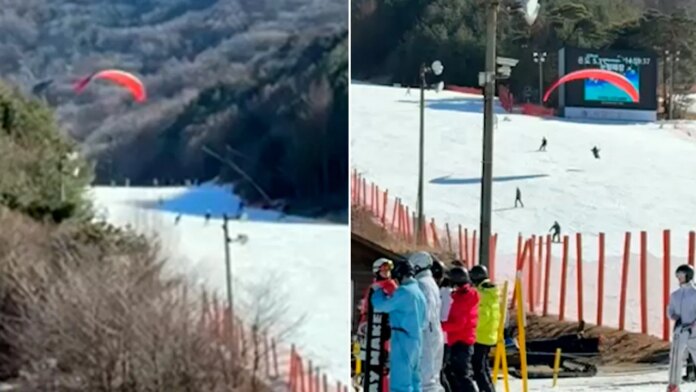 Paraglider makes emergency landing at South Korea ski resort after 2 hours